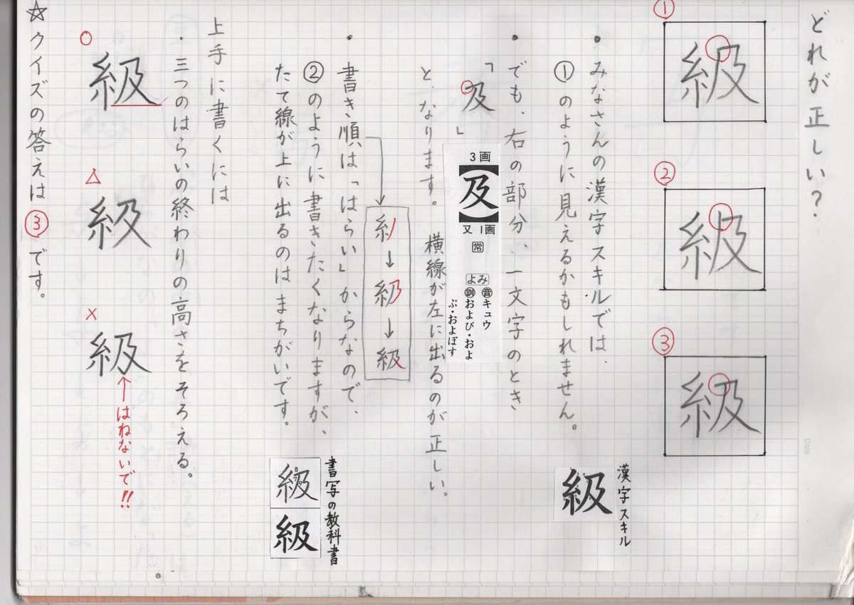 「級」について
明朝体やゴシック体だと間違えないんだろうけど、教科書体だと少しわかりにくいんだよね。

字の練習はサボっていて下手になってますが、こういうのは作ってます。どなたかのお役に立てば幸いです。