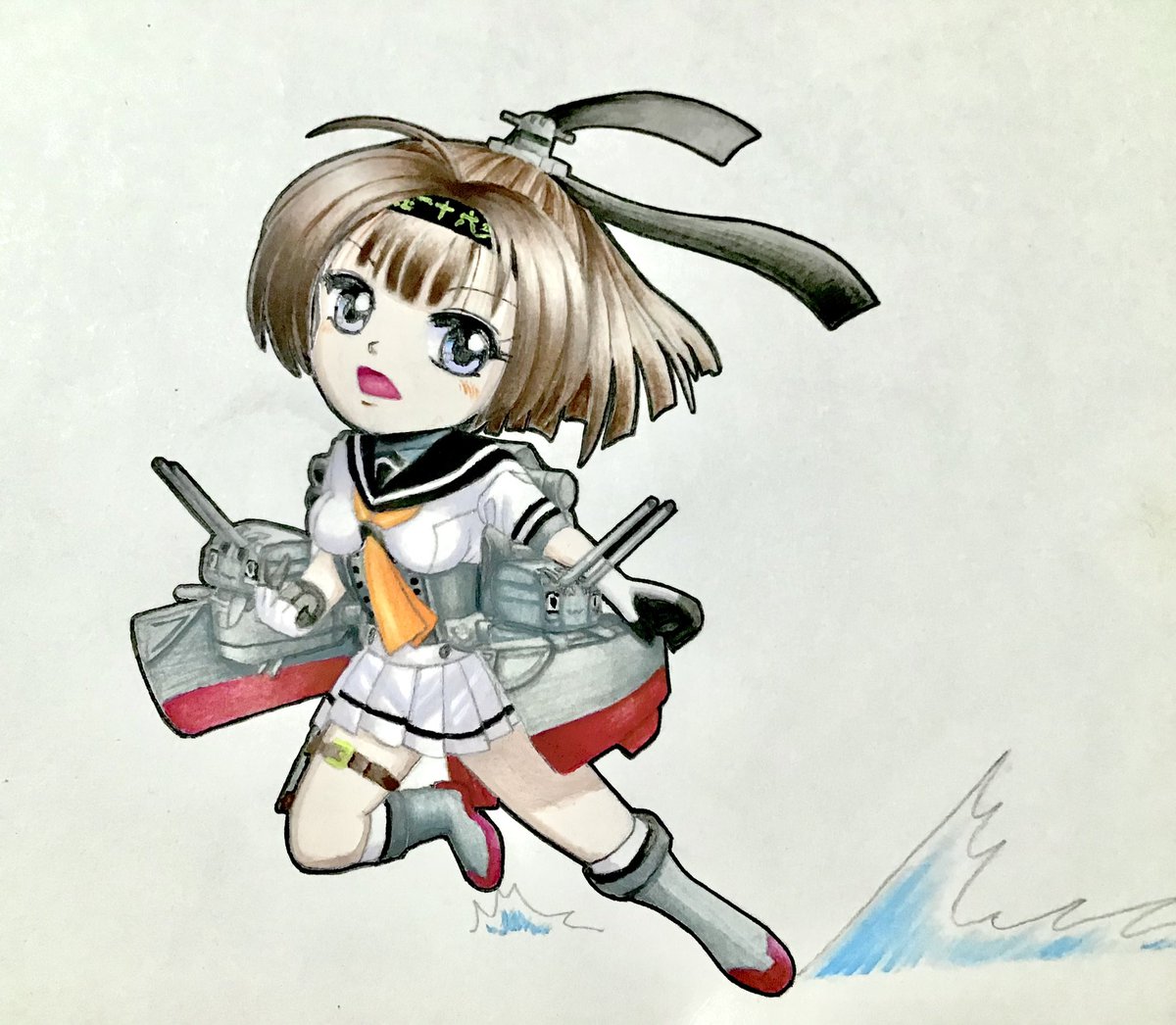 秋月(艦これ) 「5年以上前に描いた落書き。もともと提督でしたので。 」|真オーゼ（(@_@))のイラスト