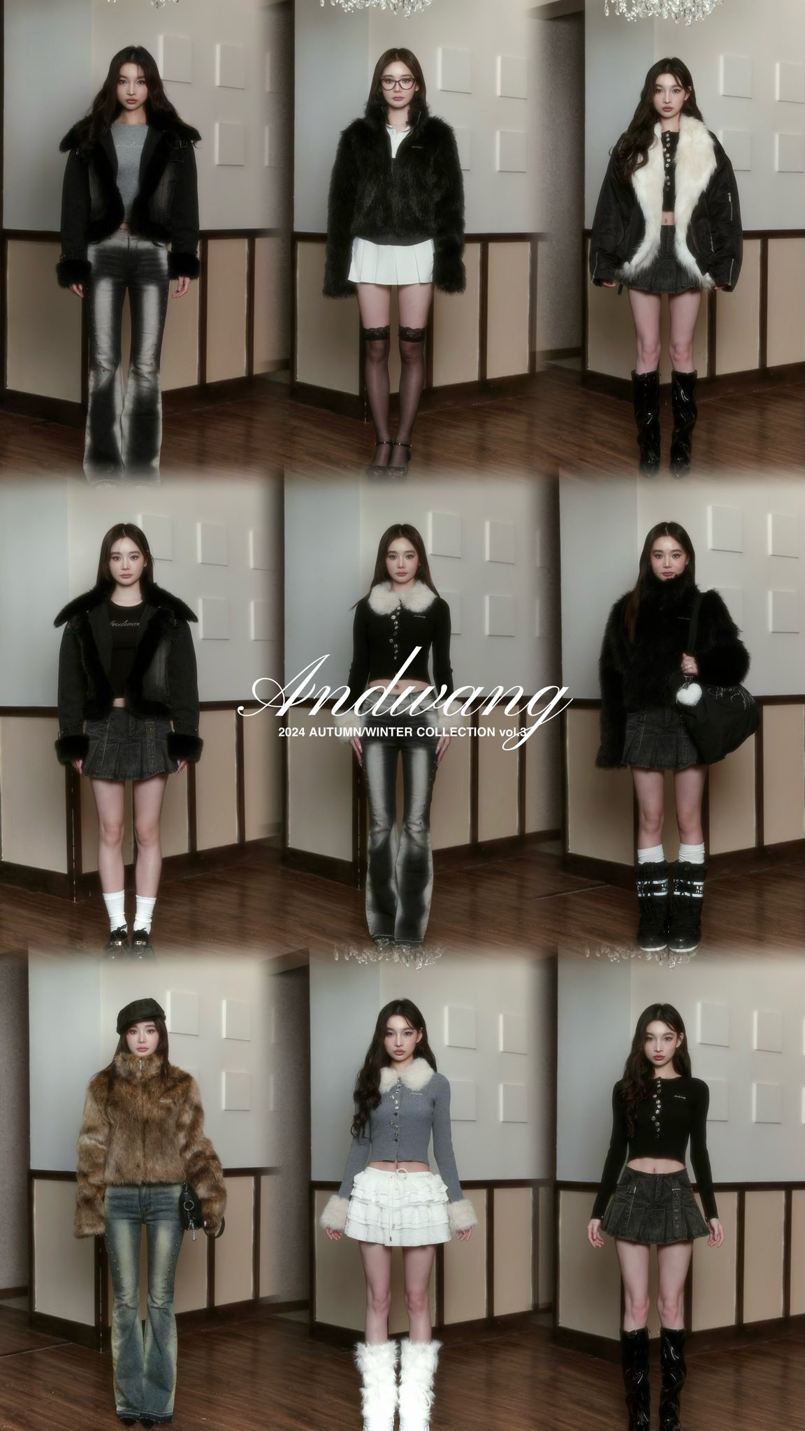 andwang kirakira hoodie skirt セットアップ 黒