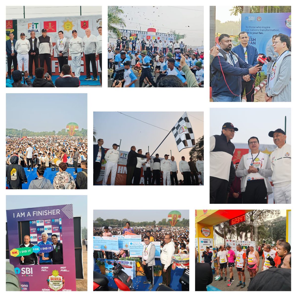CGMSBIBho's tweet photo. @suryacommand Half Marathon 2024 held today in Jabalpur in association with @TheOfficialSBI Bhopal Circle. More than 10,000 participants from #india shows our relationship with #IndianArmedForces and also as a ‘Har Bhartiye Ka Bank’. Thank you @jabalpurdm for all the support. https://t.co/jJdtUCHjig