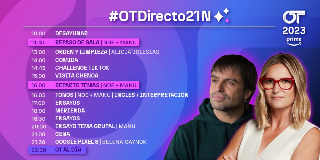 nvefqp's tweet image. Hilo de programas diarios de OT2023. A mí me sirven mucho para tener la línea temporal más clara; espero que a vosotrxs también os puedan ayudar 🫶

21N, 22N, 23N, 24N