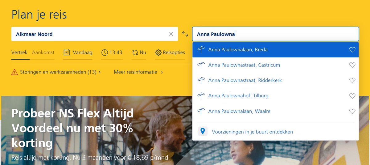 De planner van <a href="/NS_online/">NS online</a> heeft het er liever niet over, maar er bestaat wel degelijk een station Anna Paulowna! #trein