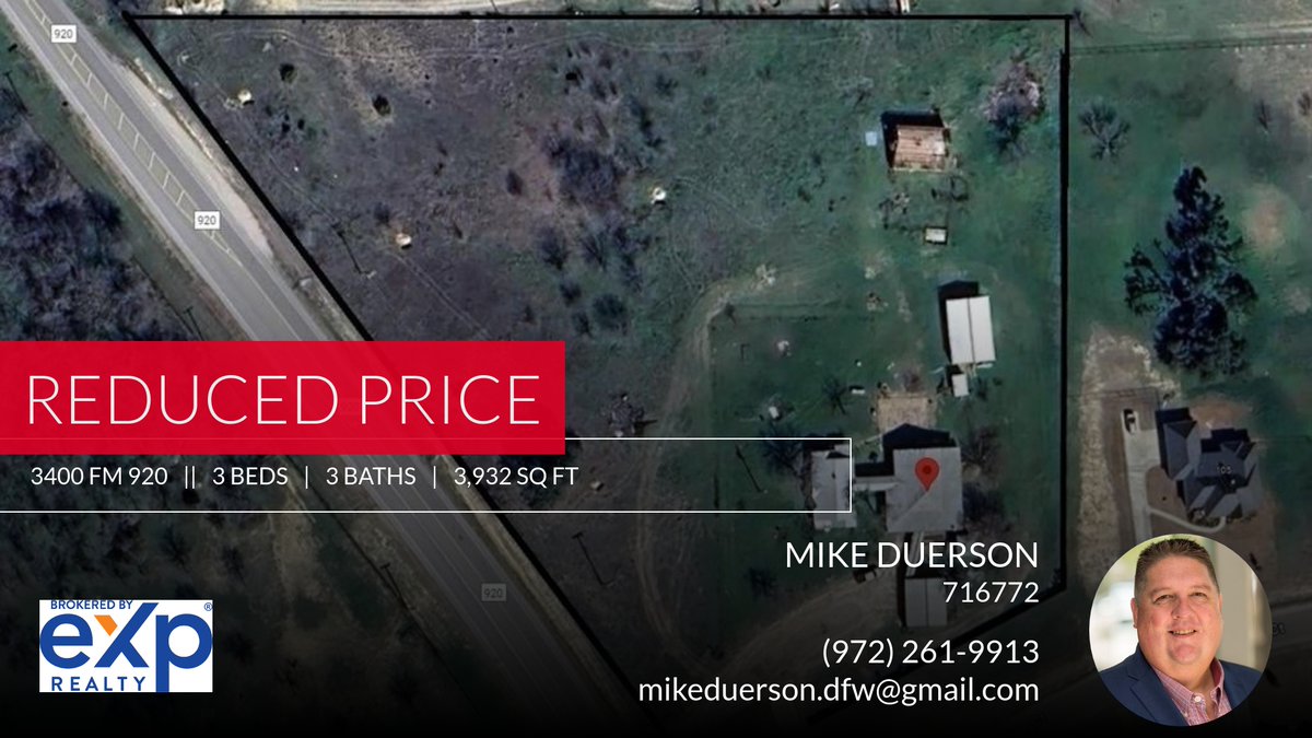 📍 Reduced Price 📍 This recently reduced home at 3400 Fm 920 in Weatherford won't last long, so, don't wait to set up a showing! Reach out here or at (972) 261-9913 for more information! homeforsale.at/3400_FM_920_d3…