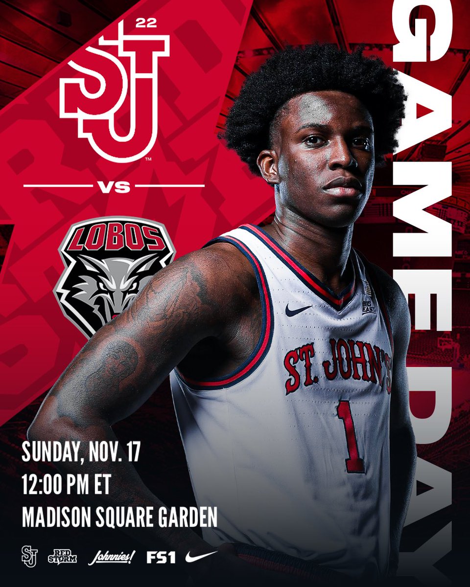 ⚡️ GAMEDAY ⚡️

🆚 New Mexico
📍 <a href="/TheGarden/">MSG</a> 
⏱️ 12 p.m. ET 
📺 FS1
🎟️ bit.ly/3YnCO1K

#RedStorm