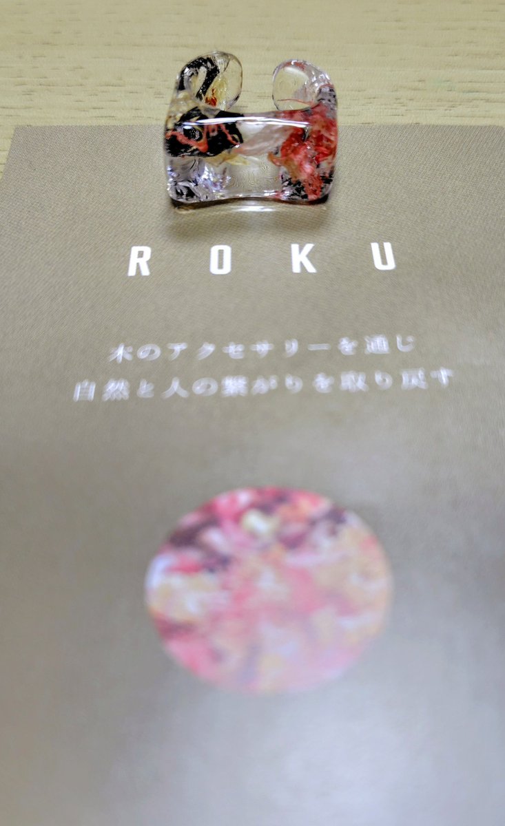 デザフェスお迎えの品⑤
ROKUさんの木のアクセサリー。
お花が入っているのかと思ったら入っているのは「木」でした🌳
自然のままの色とのことでビックリです。黒が入っているのが特にお気に入りです✨