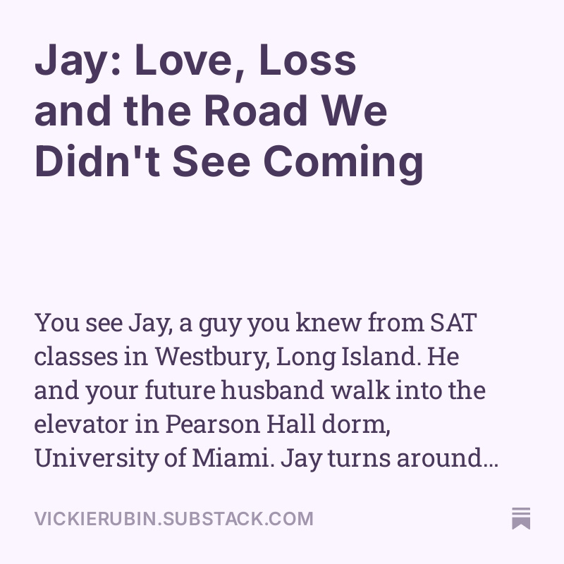 vickierubin's tweet photo. Jay: Love, Loss and the Road We Didn't See Coming https://t.co/HkF1ltP2Eo https://t.co/vFclZrJ1ck