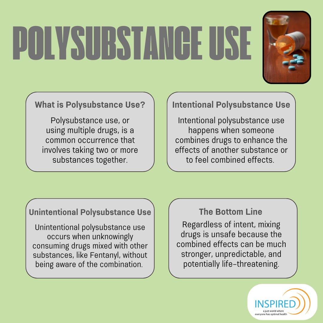 Polysubstance use is a common occurrence that involves taking two or more substances together. #educated #informed #susbtanceuse #dangers #safety #substances #awareness