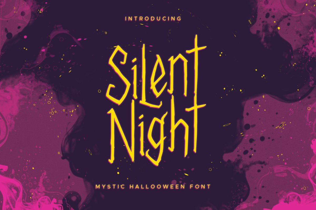 tkzgraphic's tweet photo. Silent Night is a mystic halloween font. Inspired by mysterious black magic potion. Perfect for halloween or any mystical projects. Ideal for t-shirt, posters, movie title, branding, or logo.

Checkout Silent Night – https://t.co/Si74DdhGjd

#Type #TypeDesign #Font #FreeFont https://t.co/pwd7h2HSU6