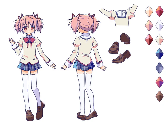 制服まどか練習を兼ねて色スポイト用のメモ。腕上げたときの袖むずかしいよー 