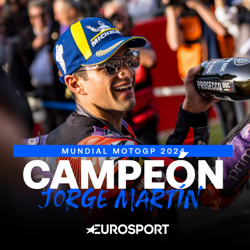 Eurosport_ES's tweet photo. ¡¡𝑱𝑶𝑹𝑮𝑬 𝑴𝑨𝑹𝑻𝑰𝑵, 𝑪𝑨𝑴𝑷𝑬𝑶́𝑵 𝑴𝑼𝑵𝑫𝑰𝑨𝑳 𝑫𝑬 𝑴𝑶𝑻𝑶𝑮𝑷!! 🇪🇸🇪🇸🇪🇸🇪🇸

¡Quinto español en lograrlo en la Era #MotoGP! 

OTRA PÁGINA DE LEYENDA PARA EL MOTOR ESPAÑOL 🇪🇸