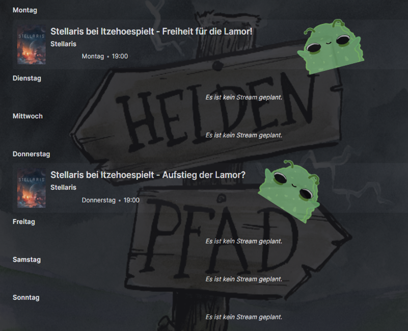 Neue Woche, neuer Plan!

Diese Woche wird 2 mal mit <a href="/itzehoespielt/">itzehoespielt</a> weiter an #Stellaris gespielt!
Die Lamor werden sich erheben und allen Gleichheit bringen!

Ich freue mich schon, also schaltet Montag und Donnerstag ein!