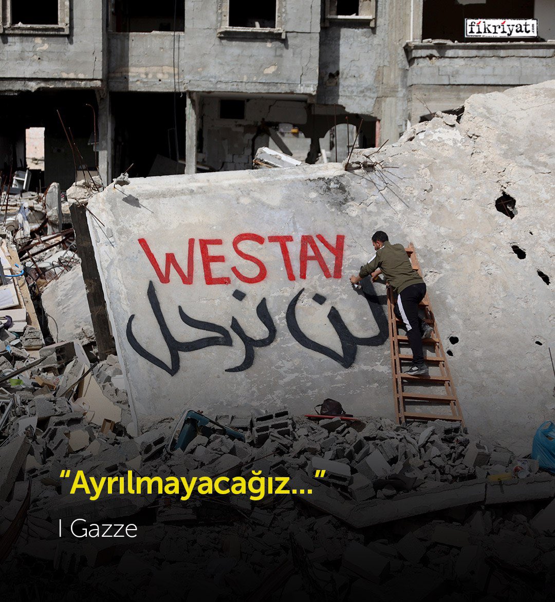 Enkazın üzerine "ayrılmayacağız" yazdılar...

📍Gazze