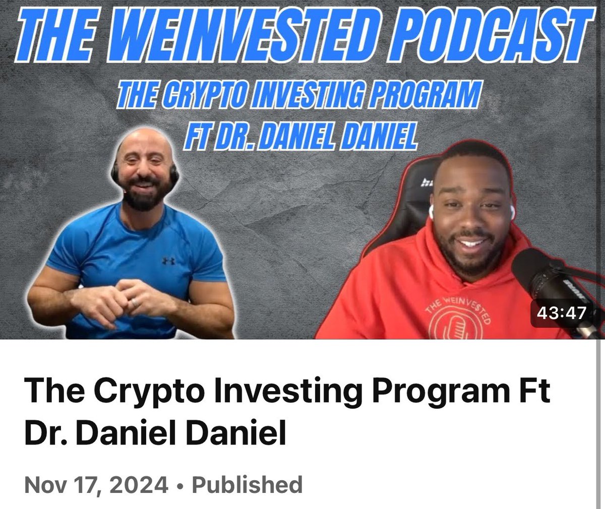 The Crypto Investing Program Ft Dr. Daniel Daniel #crypto #bitcoin #Altcoins 

youtu.be/VHUyMdjjJWo