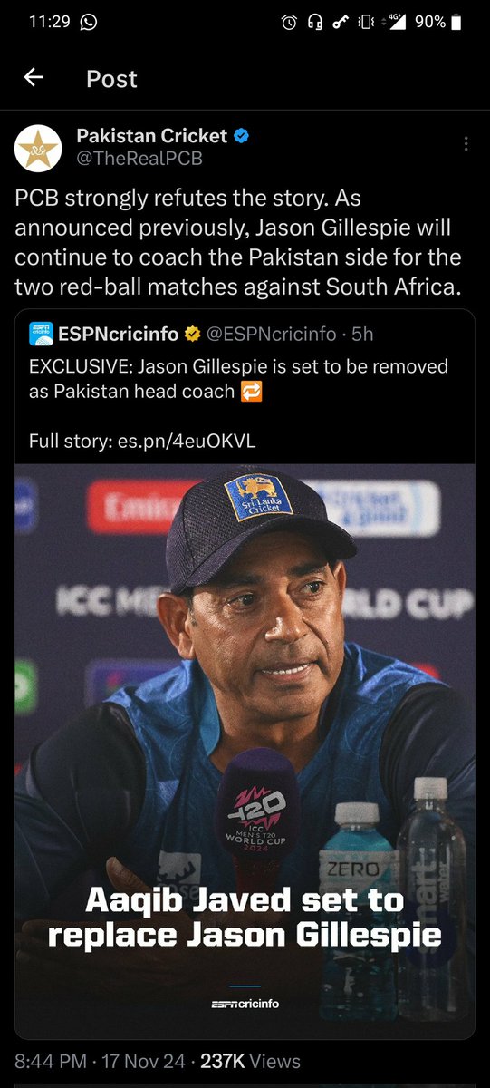 CBWhuzaifa's tweet photo. @TheRealPCB PCB denies rumors of head coach change. https://t.co/qLdjYHrqMS