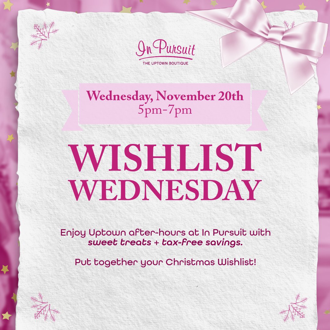 DominiqueOzelie's tweet photo. SUPER fun opportunity to shop late Uptown this coming Wednesday with 10 businesses hosting a Wishlist night! (Literally can't stress enough how badly all small biz needs your support right now.) This is an independently organized event by retailers. We would love to see you! 🎁🎄 https://t.co/tDbo6dTahC