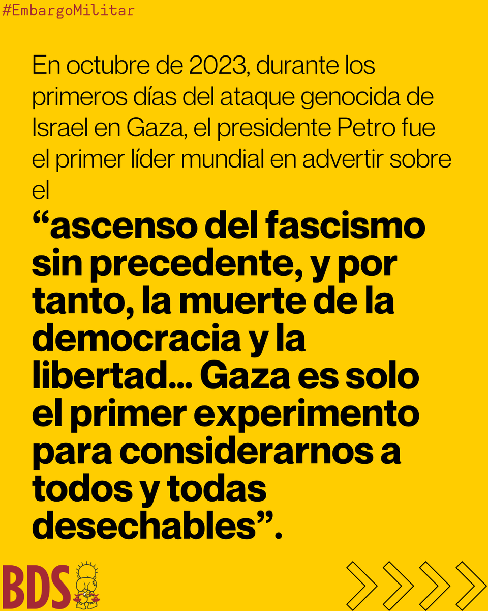 MovimientoBDS's tweet photo. El Comité Nacional Palestino de BDS agradece a las organizaciones y movimientos que siguen movilizándose para que Colombia continúe tomando medidas efectivas para terminar con todos los lazos con Israel y aplicar sanciones concretas

#sanciones #embargomilitar https://t.co/GuBhSiajK0
