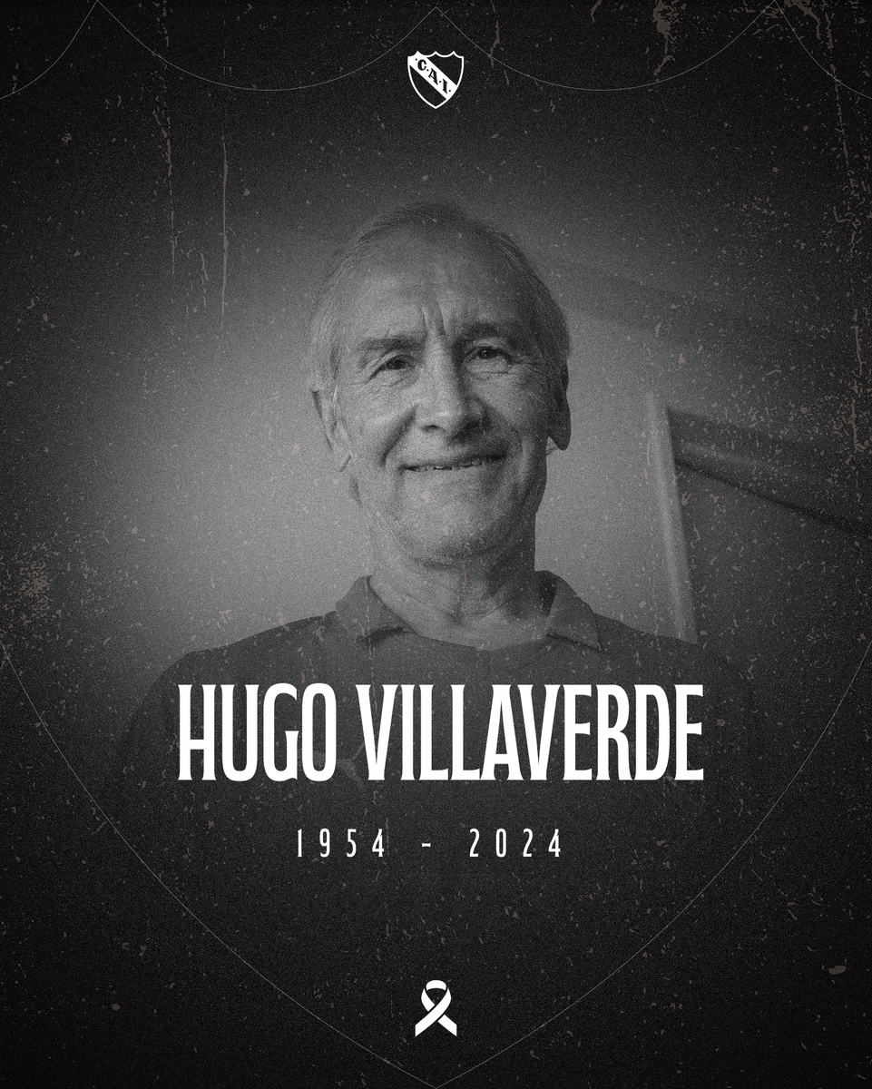 Independiente's tweet photo. Con profundo dolor despedimos a Hugo Villaverde, gloria del Club Atlético Independiente, símbolo de una época, ídolo de generaciones enteras y exquisito defensor central.

Conquistó siete títulos en la Institución, pero lo más importante es que dejó un legado enorme como futbolista y como persona a todos los que tuvieron la suerte de conocerlo.

Enviamos un fuerte abrazo a sus familiares y amigos. Te queremos Hugo, siempre en el corazón de la familia del Rey de Copas.