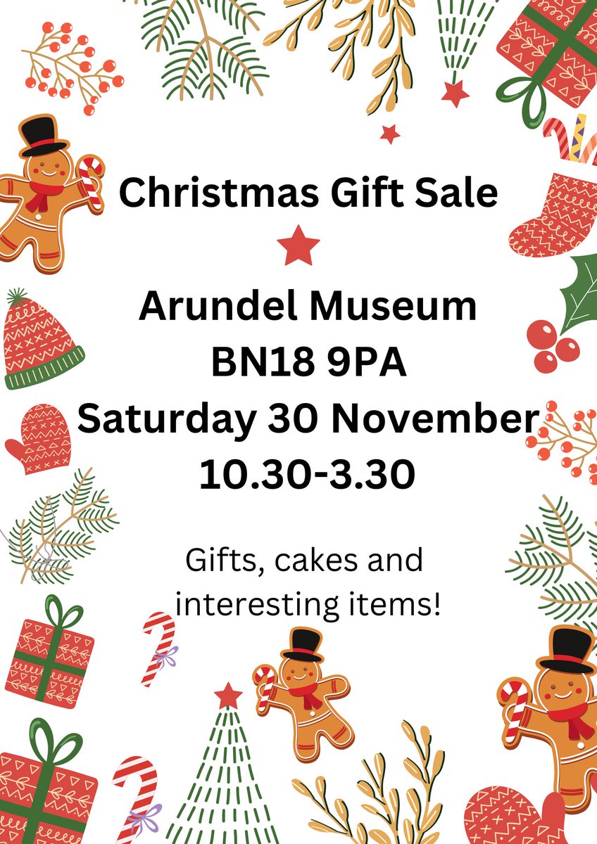 Don't miss this exciting sale at Arundel Museum on Saturday 30th November. 10.30am-3.30pm. Please note, all stalls are booked.
