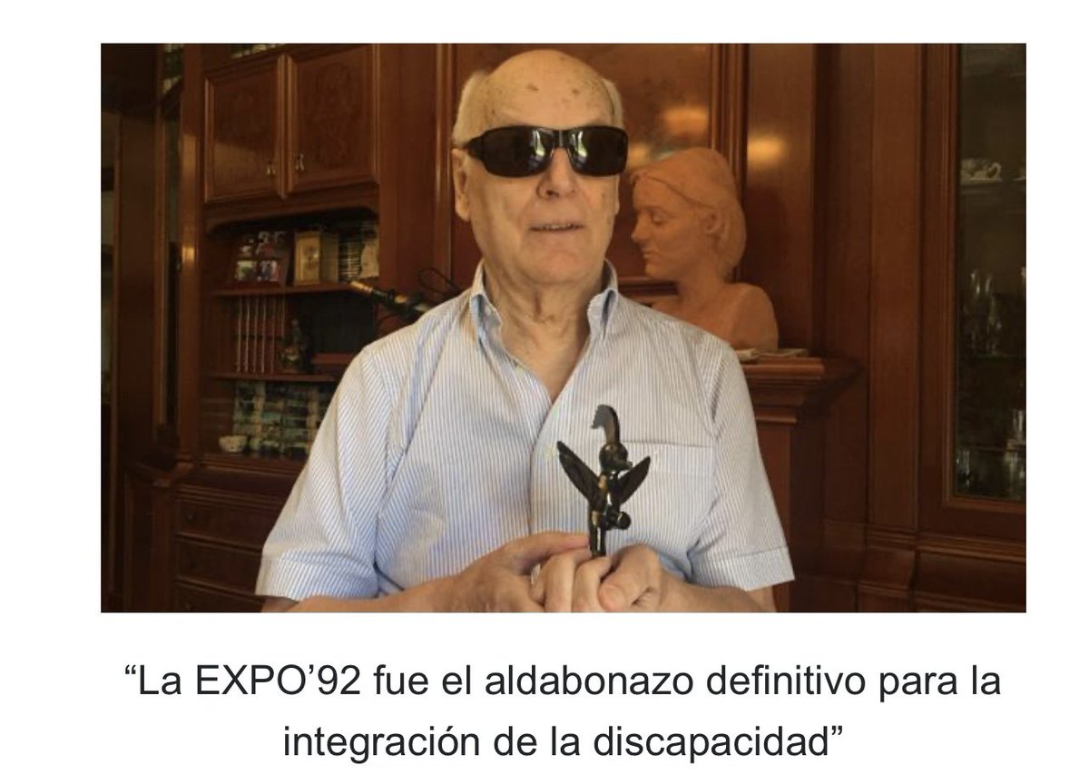 ONCE_oficial's tweet photo. Ha fallecido un histórico de la ONCE, Félix Hernández Delso. Impulsó la llegada de la democracia a la Organización y dirigió el Pabellón de @Fundacion_ONCE en #Expo92 #Sevilla 
“La ONCE ha conseguido vencer la imagen exterior del pobre ciego”, decía.
DEP
https://t.co/GMqzYStVSv https://t.co/nrZs2op8KC