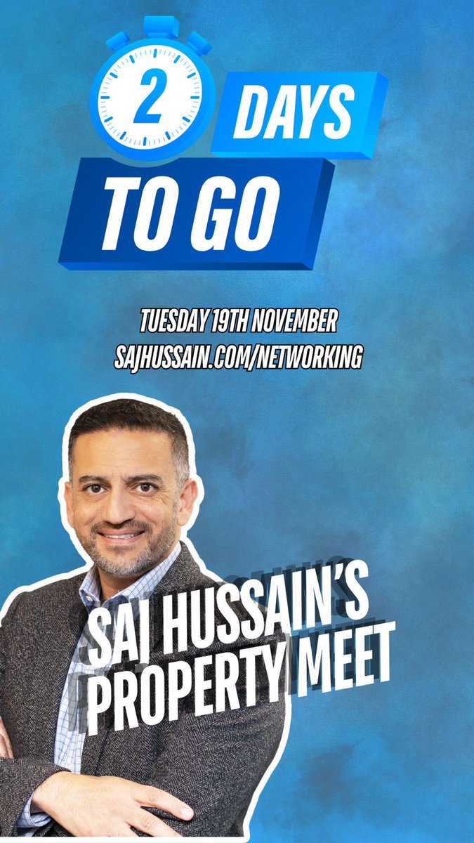 We’re just 48 hours away from Saj Hussain's Property Meet on Tue Nov 19th final one for 2024 Evening of property networking strategies, &amp; making deals with professionals and investors on the same journey as you Book your General or VIP tickets here: go.sajhussain.com/propertymeet