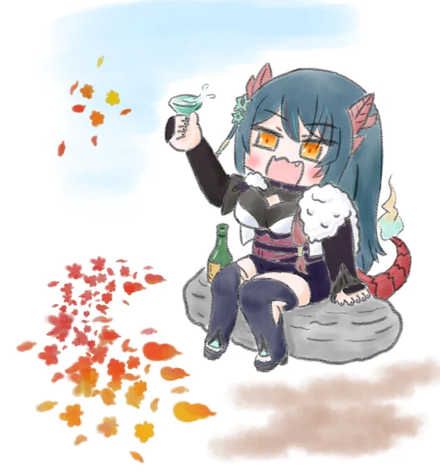 紅葉の時期になってきました。紅葉酒のエレメ様。#絵レメ 