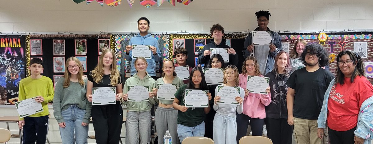 PHSCC_NHS's tweet photo. School officers Selah Fornelli and Cyan Bradley awarded our Freshman Outstanding Wildcats certificates last week. Congratulations to these Wildcats. https://t.co/xBW2at4f5i