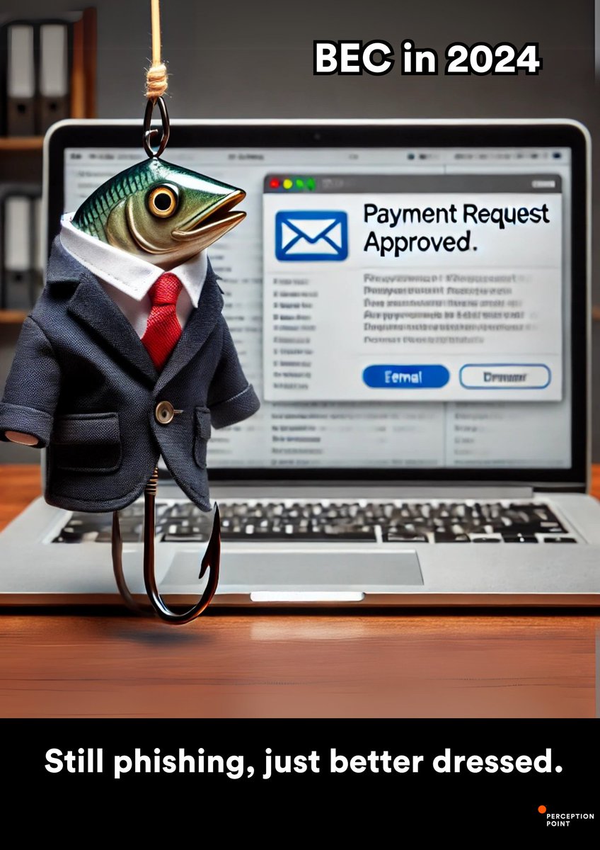 PerceptionPo1nt's tweet image. BEC in 2024: Still phishing, just better dressed. 🎣 

BEC attacks rose by *42%* in H1 2024. Is tech, human behavior, or something else driving this evolution? Share your thoughts!

For more insights, check out our H1 2024 report: hubs.la/Q02YszyZ0
