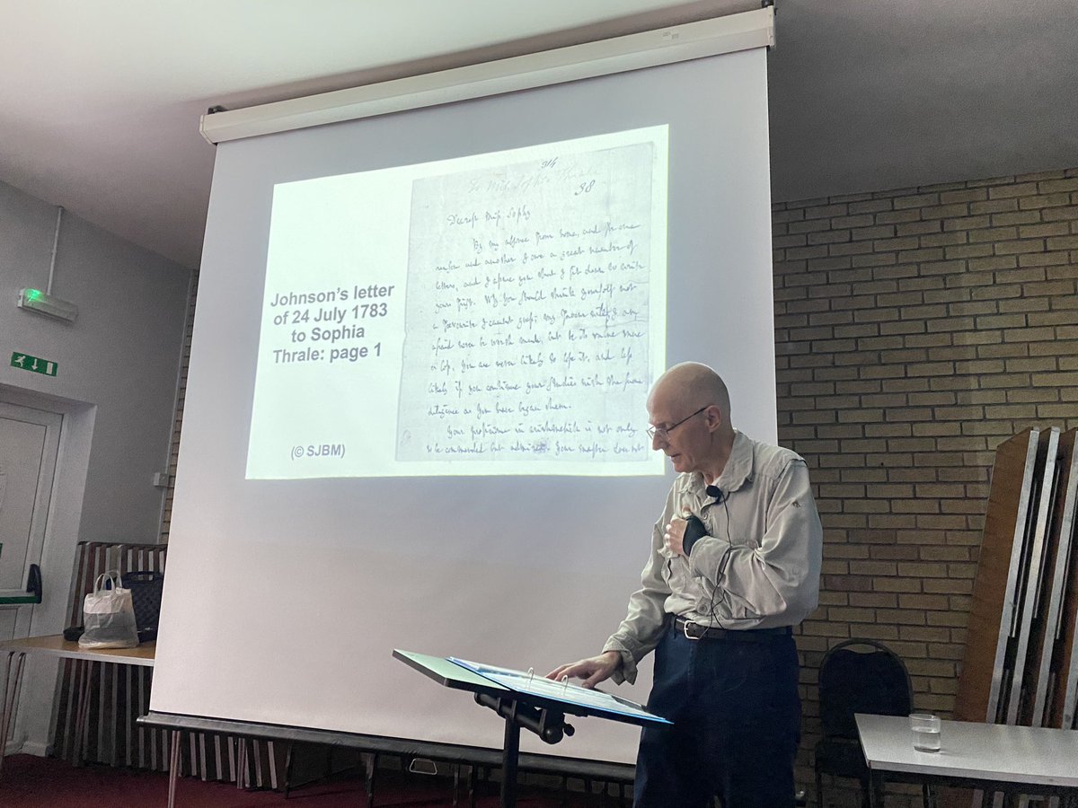 Our Heritage Secretary, John Winterton, is speaking to us today on the subject of the Johnson letter recently purchased with our help for <a href="/SamuelJohnsonBM/">Johnson Birthplace</a>. His talk is entitled “‘Let me hear from you soon again’: Johnson to Sophia Thrale”.