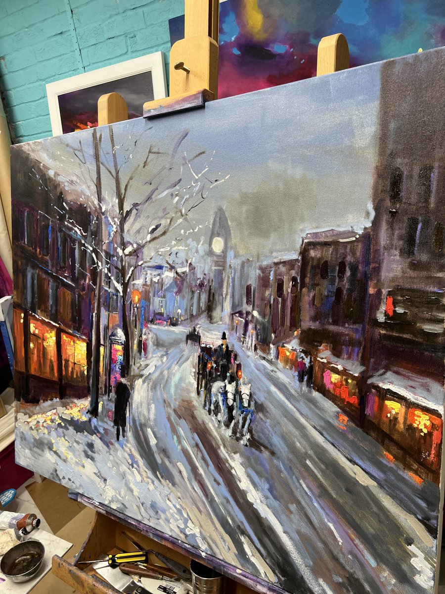 slowly working on this winter scene of Hampstead high street in 1900.
#hampsteadheath #1900s #victorian