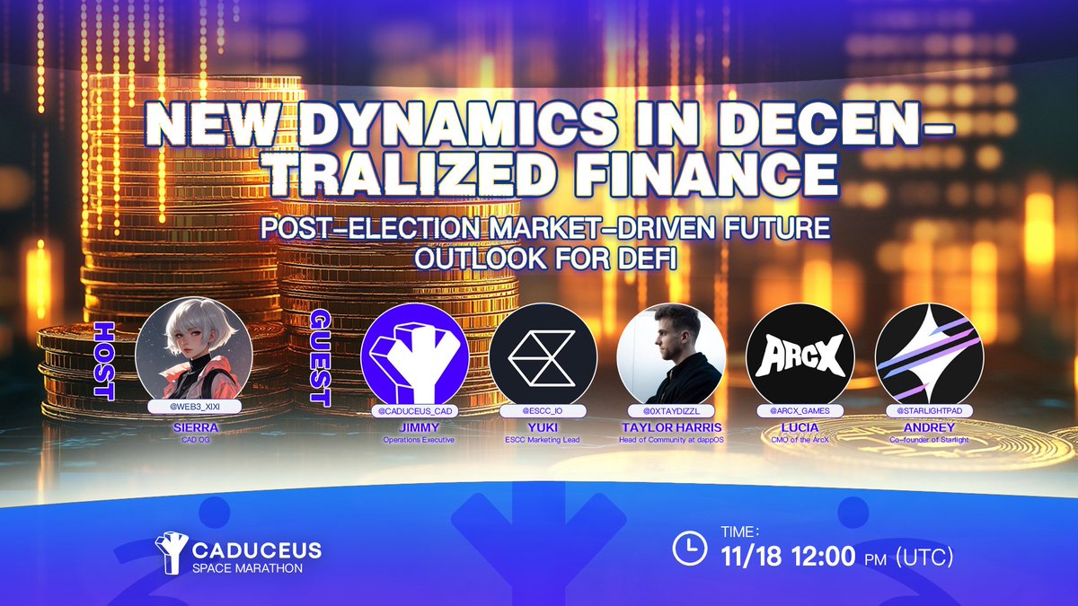 🎙️ Join <a href="/Caduceus_CAD/">Caduceus</a> tomorrow on Space!
✨ Decentralized Finance’s New Dynamics: Market-Driven Outlook for DeFi Post-U.S. Election ✨
🌟Discover how decentralized edge rendering is powering the next-gen gaming experience!

⏰ Date: 11/18 12:00 PM (UTC)

🎙 Host: Sierra