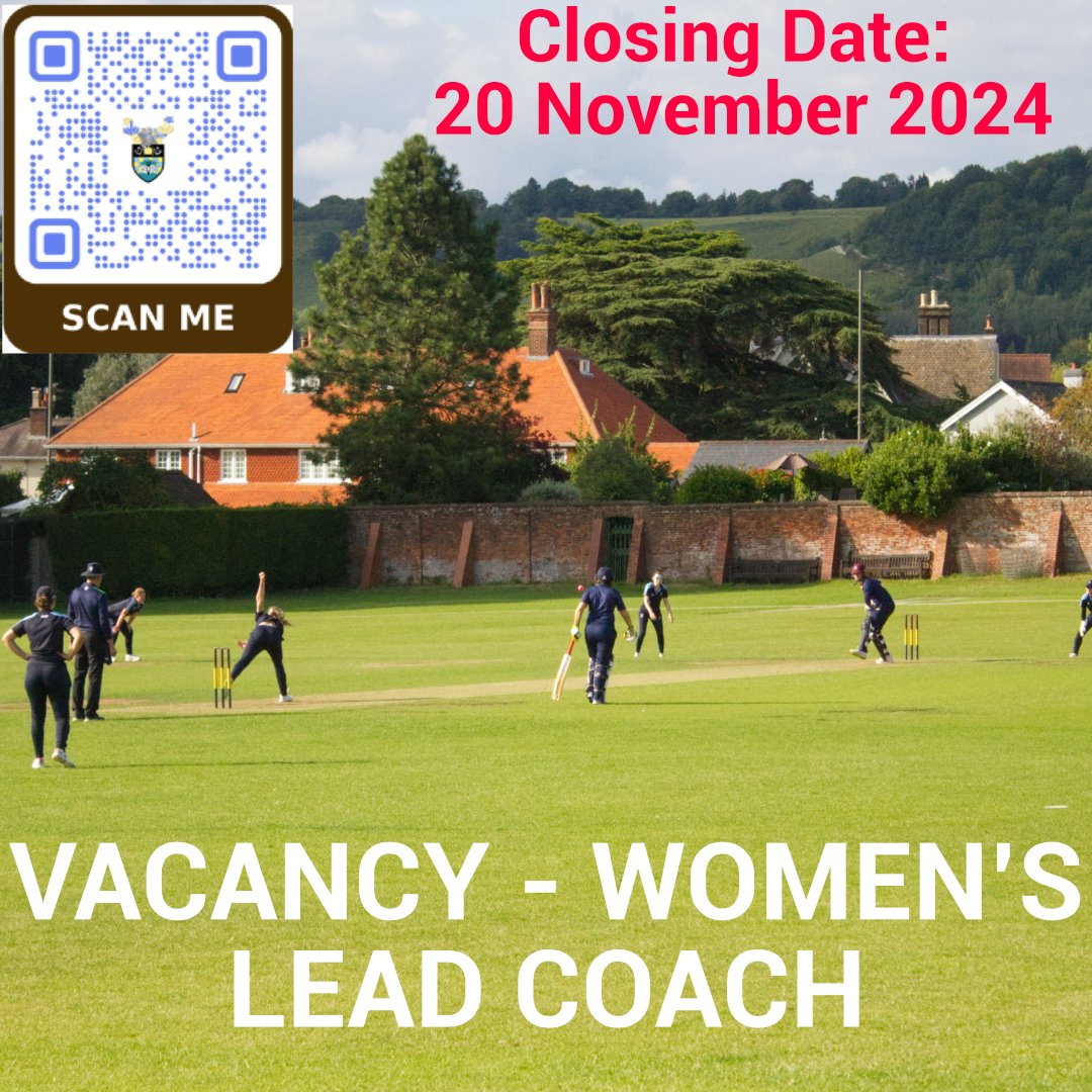 Women's Lead Coach applications closing on 20 November

Do you know anyone who could fill this role to continue the growth and success of women and girls’ cricket at one of the top cricket clubs in Surrey?

Go to reigatepriorycc.co.uk or scan the QR code

#cricket #coach #job