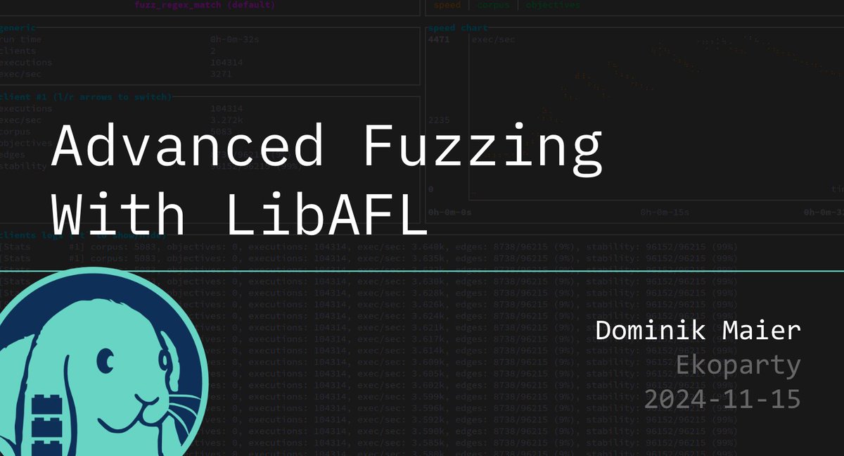 alexjplaskett's tweet photo. ✍️ Advanced Fuzzing With LibAFL by @domenuk 

https://t.co/HB5xtIlqBl https://t.co/VdPypFgxAj