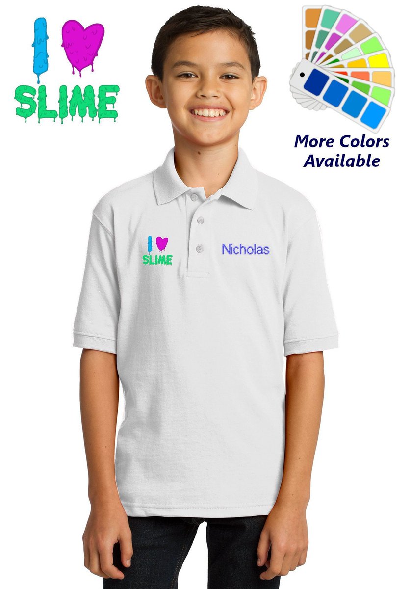 MyKidsApron's tweet image. Personalized Kids Polo Shirt Embroidered I Love Slime Monogrammed with a Name or Text of Your Choice etsy.com/listing/666123…
 #SchoolShirt #ChildrensPolo