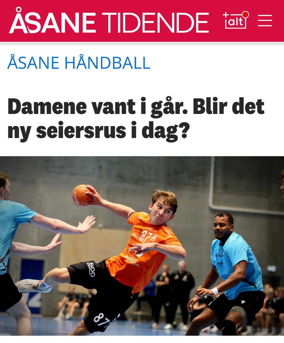 Ja <a href="/AsaneHandball/">Åsane Håndball</a> vant over <a href="/Falkhandball/">Falk håndball</a> 28-26 Floty start for nykomlingen i 1 div <a href="/Riis_2/">Eirik Riis Follesø</a> med 9 mål i dagens seier