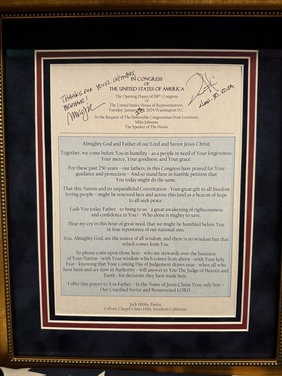 RealJackHibbs's tweet photo. It is always natural for us to look back over the year that was, and I do so as this year nears its conclusion.

It is with great AWE that I THANK GOD for answering my prayer that was offered up to HIM on January 30th. 2024 in the US Congress in Washington DC.

This prayer made history known as it was the first prayer ever offered in our nation's Capitol, and it was officially condemned by 26 members of the Democratic Party.

They filed an official rebuke of House Speaker Mike Johnson for inviting me to pray.

THANK YOU, LORD, FOR ANSWERING MY PRAYER THIS YEAR - IN JESUS NAME.