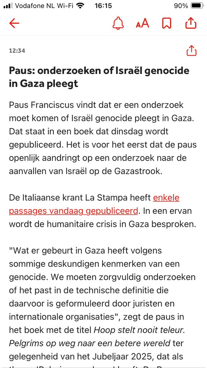 Staat zomaar in het NOS-blog maar is toch eigenlijk groot nieuws: de religieus leider gaat hier aanzienlijk verder dan vrijwel alle westerse wereldse leiders