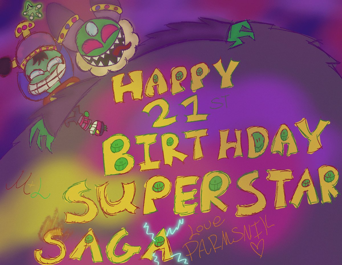 parmsnik's tweet photo. Drew something lowkey for superstar Saga's birthday,,, #marioandluigi #marioandluigisuperstarsaga #cackletta #fawful #popple #digitalart https://t.co/cZDtiDHKs0