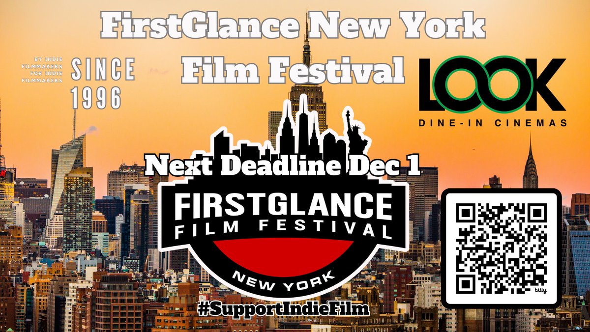 FirstGlanceFilm's tweet photo. 28 years in #Philly
25 years in #LosAngeles
Call for Entries Inaugural @FirstGlanceFilm
New York #FilmFestival
Submit your #indiefilm and screen @LOOKDineIn
https://t.co/Qscf8pZVgd
#SupportIndieFilm #FilmX #FilmTwitter #FGNY #NewYork #Filmmakers https://t.co/nSMm5fYFWI