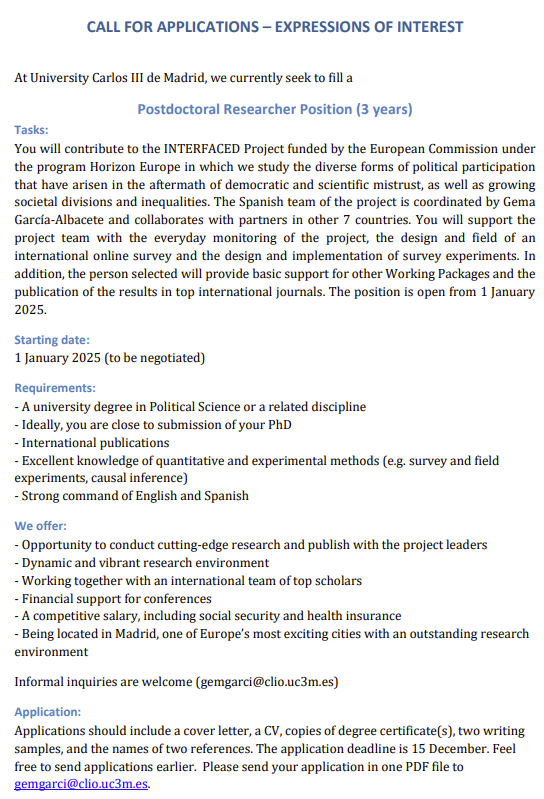 CFA for a 3-year postdoc position in Madrid @UC3M and @IC3JM. Great people, great job, great city! Come and join us!