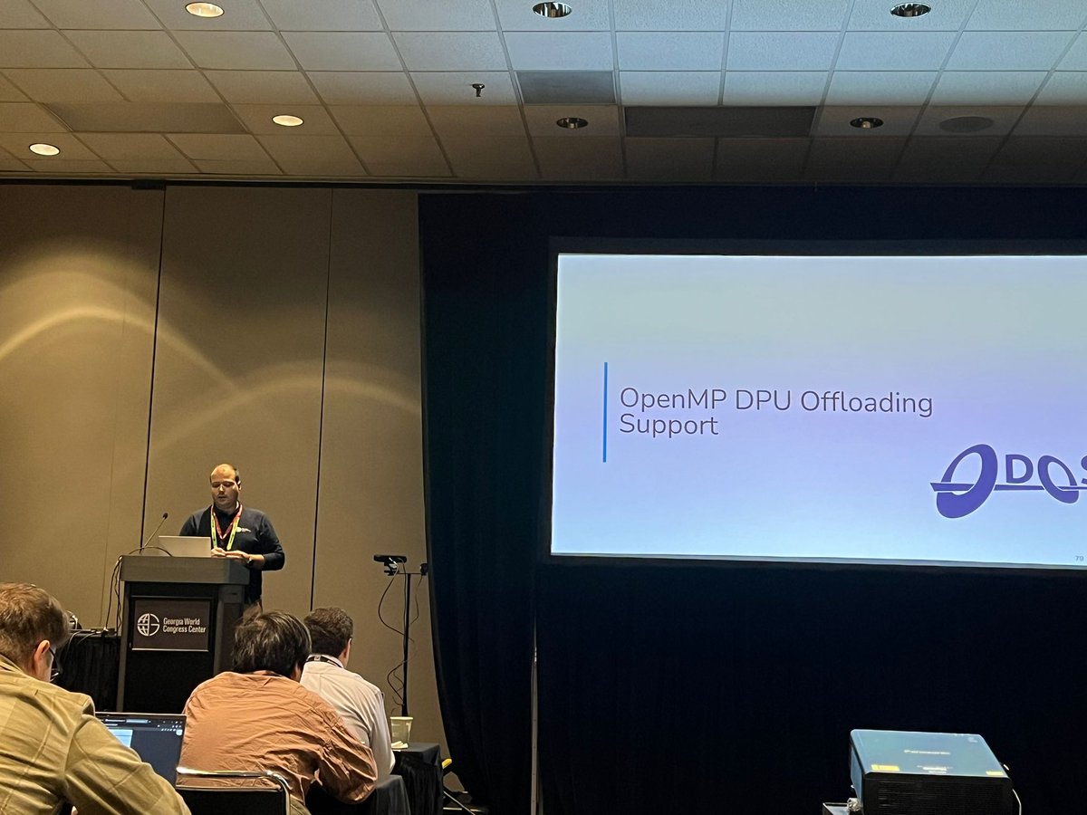 BSC-CNS (@bsc_cns) on Twitter photo 💻Antonio J. Peña <a href="/tpenya/">Antonio J. Peña</a> teaches how to use of SmartNICs with NVIDIA and <a href="/GeorgiaTech/">Georgia Tech</a>, and specifially how to offload with OpenMP with the BSC ODOS software
#sc24 #hpccreates 💻Antonio J. Peña <a href="/tpenya/">Antonio J. Peña</a> teaches how to use of SmartNICs with NVIDIA and <a href="/GeorgiaTech/">Georgia Tech</a>, and specifially how to offload with OpenMP with the BSC ODOS software
#sc24 #hpccreates