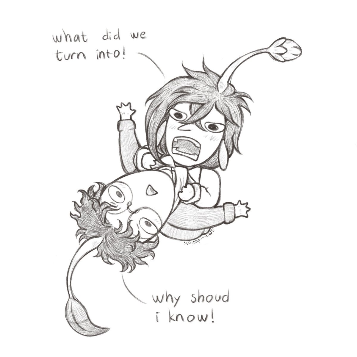 emis_dsgn's tweet photo. More of tiny Okarun and Momo 
#Dandadan #Pikmin https://t.co/S50lbIurOw