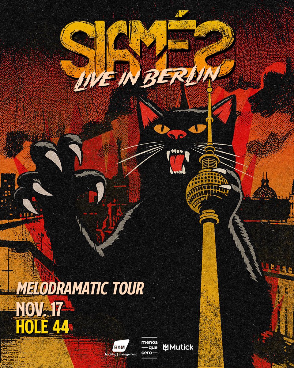 HALLO, BERLÍN! 👋🏼🇩🇪

Join us tonight at Hole 44 to celebrate and support the release of our new album 𝘔𝘌𝘓𝘖𝘋𝘙𝘈𝘔𝘈𝘛𝘐𝘊 and all the band’s classics as part of the MELODRAMATIC tour 🥳 

🎫 Tickets available in linktr.ee/siames