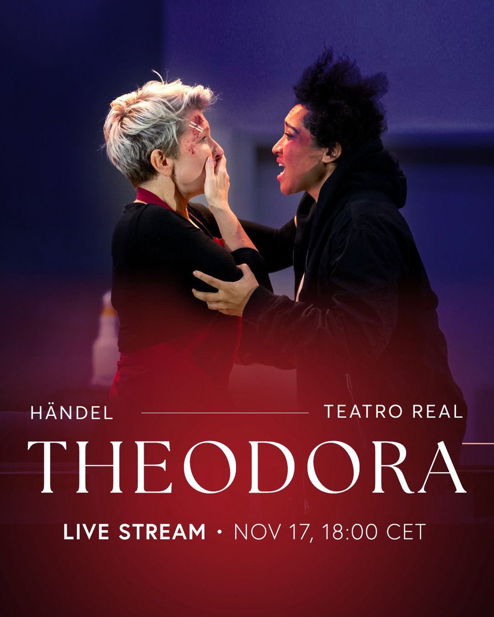 Joyce DiDonato (@joycedidonato) on Twitter photo Theodora is flying by, but tonight is our chance to share this powerful story with the world. Enjoy the livestream on <a href="/Teatro_Real/">Teatro Real</a>’s MyOpera Player at 18:00!
🔗 myoperaplayer.com/directos/theod…
“DiDonato es el gran reclamo... Impecable su Irene y la más ovacionada.” -Beckmesser Theodora is flying by, but tonight is our chance to share this powerful story with the world. Enjoy the livestream on <a href="/Teatro_Real/">Teatro Real</a>’s MyOpera Player at 18:00!
🔗 myoperaplayer.com/directos/theod…
“DiDonato es el gran reclamo... Impecable su Irene y la más ovacionada.” -Beckmesser
