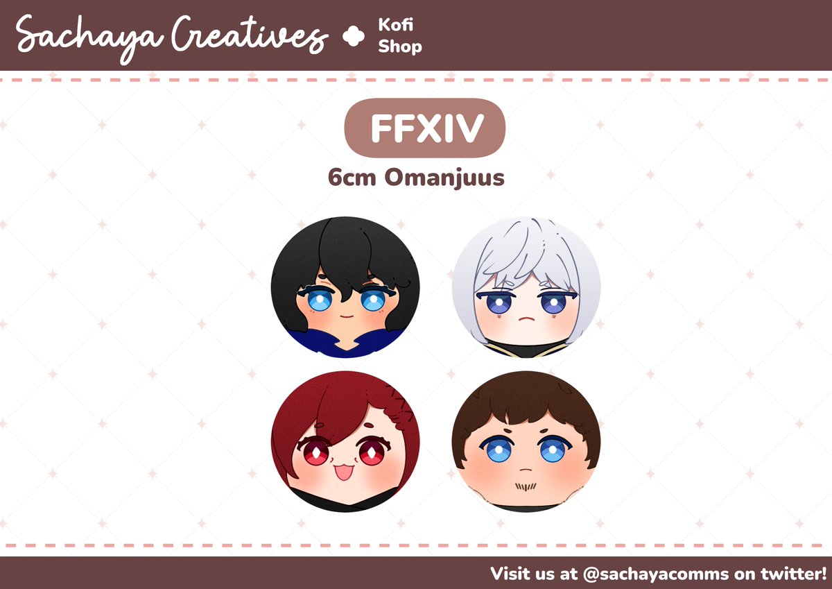 [♥️+🔁greatly appreciated!]

Our K0fi sh0p is OPEN with new charm designs, stickers, omanjuus, and other goodies!

link down below! ⤵️

 #ffxiv #ffxivart