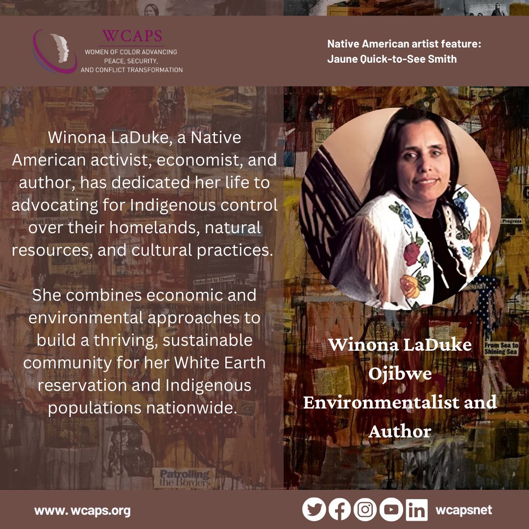 WCAPSnet's tweet image. Native women carry both trauma & triumph. They’ve endured violence & loss yet rise with resilience to reclaim their rights. We honor leaders like Winona LaDuke, who restores Native lands, & Tillie Black Bear, who fought violence against women.
#WCAPS #IndigenousPride