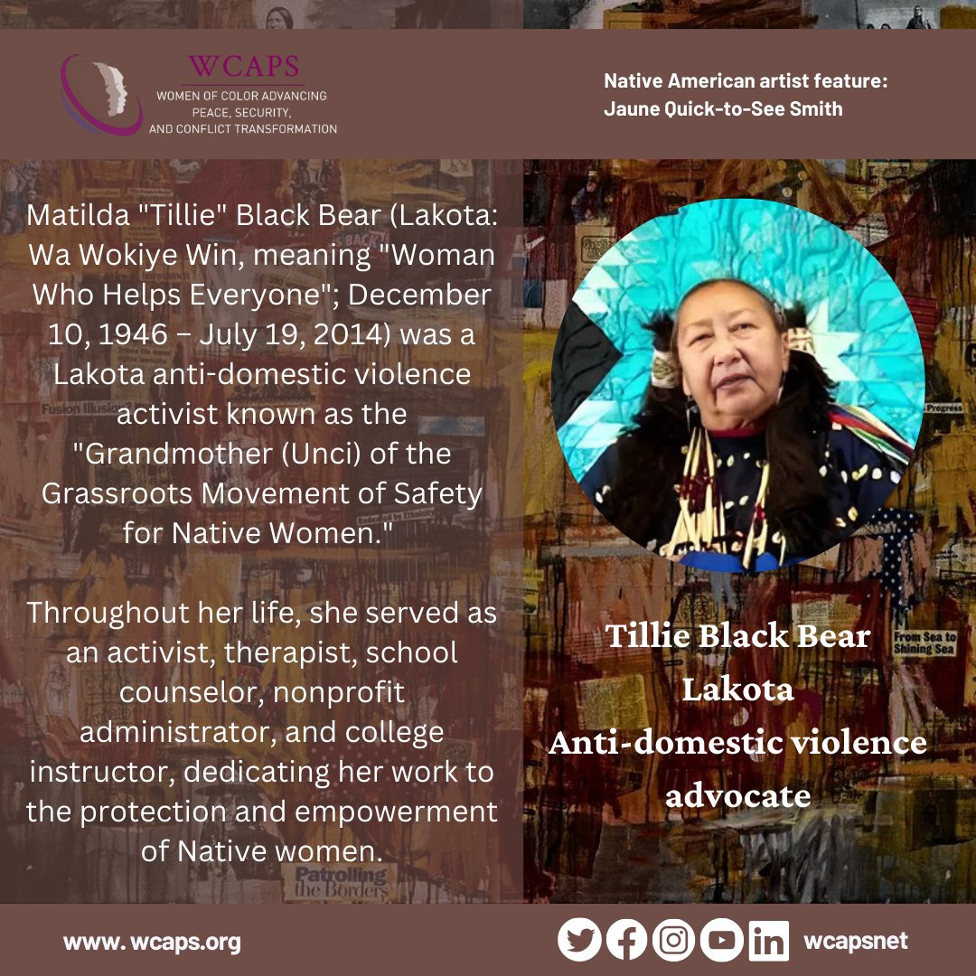 WCAPSnet's tweet image. Native women carry both trauma & triumph. They’ve endured violence & loss yet rise with resilience to reclaim their rights. We honor leaders like Winona LaDuke, who restores Native lands, & Tillie Black Bear, who fought violence against women.
#WCAPS #IndigenousPride