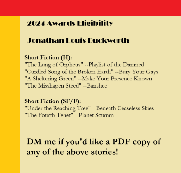 Tis the season for awards eligibility posts, and here is mine.