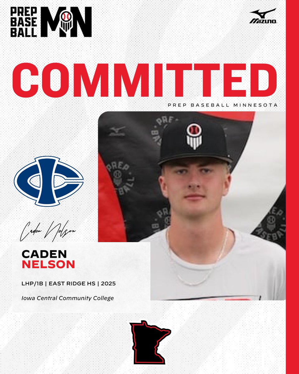 Prep Baseball Minnesota (@prepbaseballmn) on Twitter photo 🎓𝐂𝐨𝐦𝐦𝐢𝐭𝐦𝐞𝐧𝐭 𝐖𝐚𝐭𝐜𝐡🎓
Caden Nelson, (2025, LHP/1B, <a href="/ERHSRaptorsBB/">East Ridge Raptors Baseball Program</a>) commits to Iowa Central Community College.
👤 loom.ly/kWo4rSI
<a href="/Cadennelson44/">Caden Nelson</a> ✖️ <a href="/ICCCBaseball/">Iowa Central Baseball</a> 🎓𝐂𝐨𝐦𝐦𝐢𝐭𝐦𝐞𝐧𝐭 𝐖𝐚𝐭𝐜𝐡🎓
Caden Nelson, (2025, LHP/1B, <a href="/ERHSRaptorsBB/">East Ridge Raptors Baseball Program</a>) commits to Iowa Central Community College.
👤 loom.ly/kWo4rSI
<a href="/Cadennelson44/">Caden Nelson</a> ✖️ <a href="/ICCCBaseball/">Iowa Central Baseball</a>