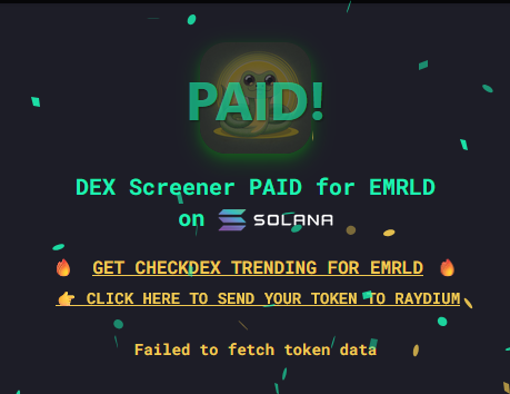 Emerald_OnSol's tweet photo. Paid Dex https://t.co/dSWHnytH12