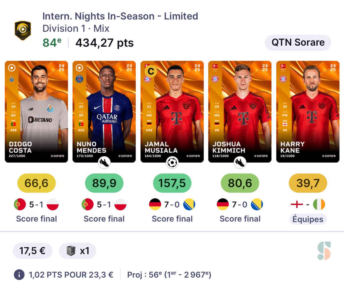 QTNSorare's tweet image. Si Harry Kane met un doublé vs l’Irlande j’offre la jeune pépite d’Anderlecht Degreef (que j’ai eu en rewards) à quelqu’un qui like 💙 ce tweet 

#Sorare